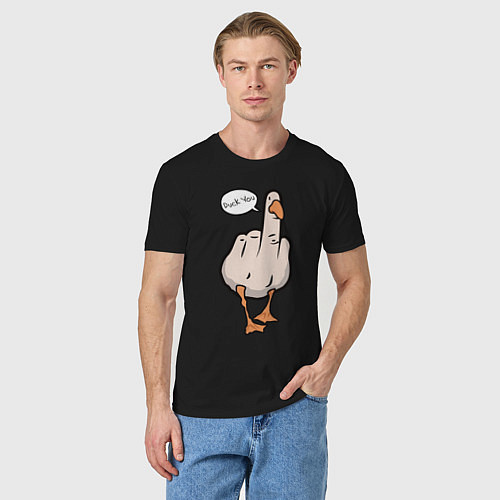 Мужская футболка Duck you - фак ю / Черный – фото 3