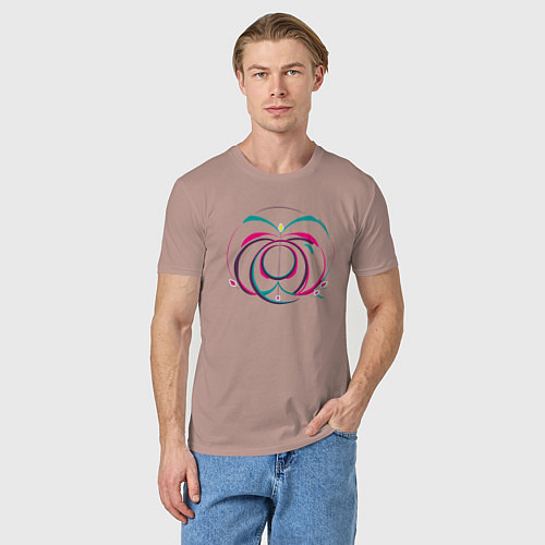Мужская футболка Цветные линии и круг / Пыльно-розовый – фото 3