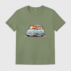 Футболка хлопковая мужская Машинка жук, цвет: авокадо