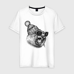 Футболка хлопковая мужская Орущий суслик-хипстер, цвет: белый