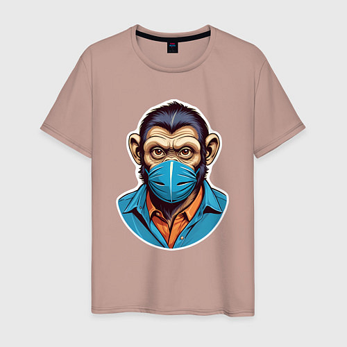 Мужская футболка Портрет обезьяны в маске / Пыльно-розовый – фото 1