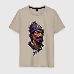 Футболка хлопковая мужская Snoop dogg head, цвет: миндальный
