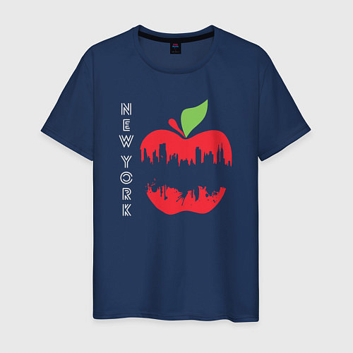 Мужская футболка Нью-Йорк большое яблоко / Тёмно-синий – фото 1