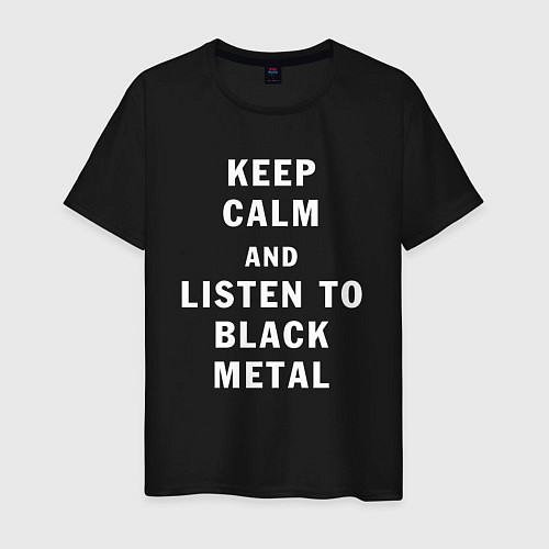 Мужская футболка Надпись Keep calm and listen to black metal / Черный – фото 1