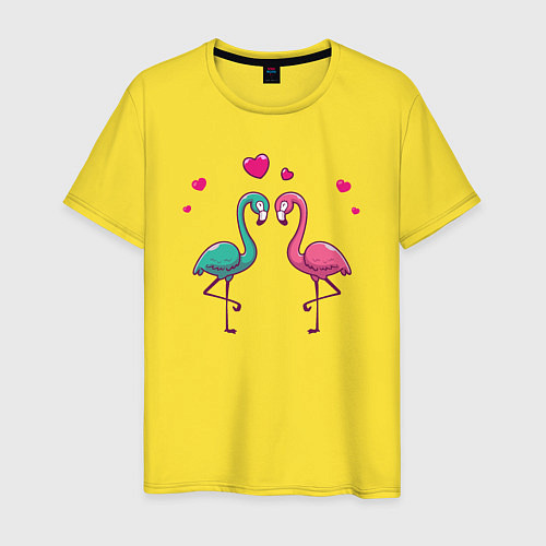 Мужская футболка Flamingo love / Желтый – фото 1