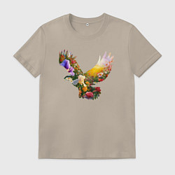 Футболка хлопковая мужская Орел силуэт, цвет: миндальный