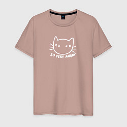 Футболка хлопковая мужская So very angry cat, цвет: пыльно-розовый