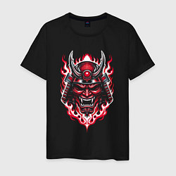 Футболка хлопковая мужская Samurai mask demon, цвет: черный