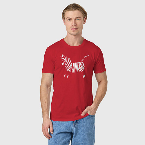 Мужская футболка Зебра минимализм / Красный – фото 3
