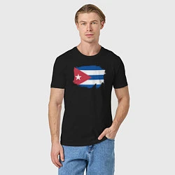 Футболка хлопковая мужская Флаг Кубы, цвет: черный — фото 2