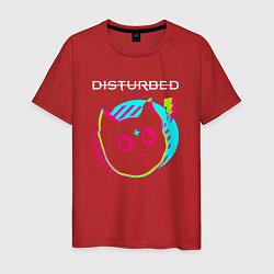 Футболка хлопковая мужская Disturbed rock star cat, цвет: красный