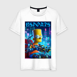 Футболка хлопковая мужская Cyber Bart Simpson - esport, цвет: белый