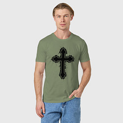 Футболка хлопковая мужская Крест православный христианский, цвет: авокадо — фото 2