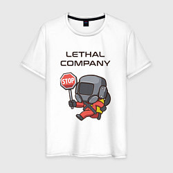 Футболка хлопковая мужская Lethal company: Stop Please, цвет: белый