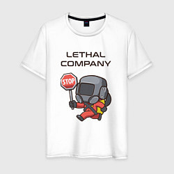 Футболка хлопковая мужская С лутом на корабль Lethal company, цвет: белый