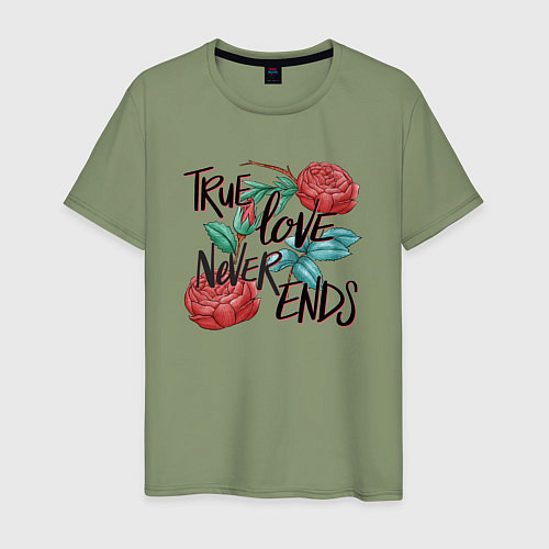 Мужская футболка True love never ends / Авокадо – фото 1