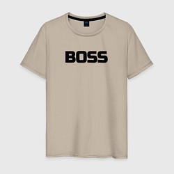 Футболка хлопковая мужская Boss по английски, цвет: миндальный