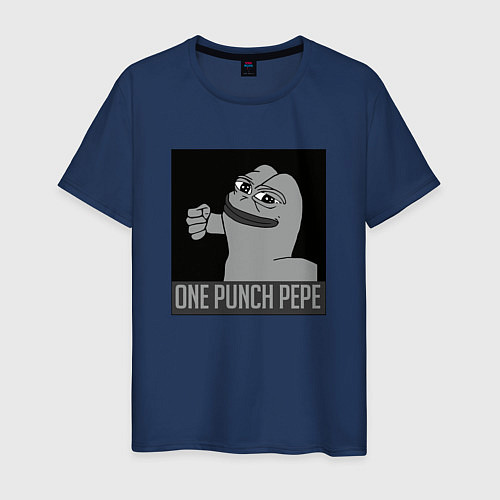 Мужская футболка One punch pepe / Тёмно-синий – фото 1