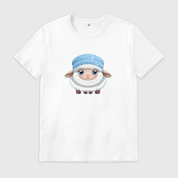 Футболка хлопковая мужская Маленькая овечка, цвет: белый