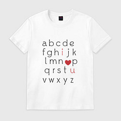 Футболка хлопковая мужская I love you алфавит, цвет: белый