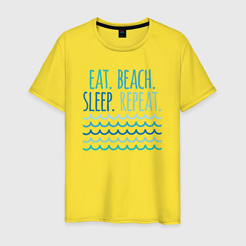 Мужская футболка Еда сон пляж / Желтый – фото 1