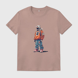 Футболка хлопковая мужская Мобильный воин Гандам рэпер, цвет: пыльно-розовый