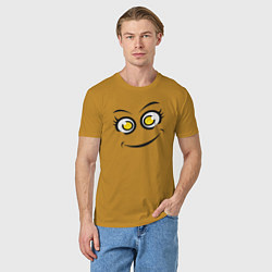 Футболка хлопковая мужская Cute emoji, цвет: горчичный — фото 2