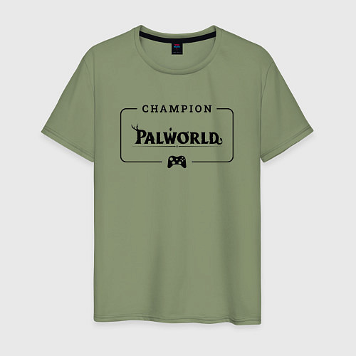 Мужская футболка Palworld gaming champion: рамка с лого и джойстико / Авокадо – фото 1