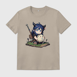 Футболка хлопковая мужская Бруня и мячик, цвет: миндальный