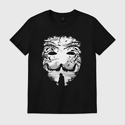 Футболка хлопковая мужская Анонимус иллюзия горная, цвет: черный