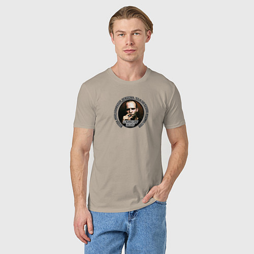 Мужская футболка Стэйтем с цитатой / Миндальный – фото 3