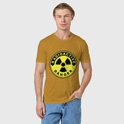 Футболка хлопковая мужская Danger radiation sign, цвет: горчичный — фото 2