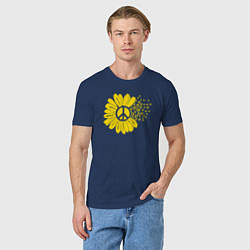 Футболка хлопковая мужская Цветок мира, цвет: тёмно-синий — фото 2