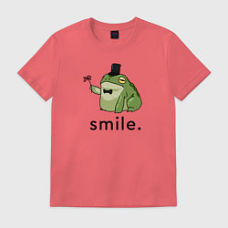 Футболка хлопковая мужская Лягушка - smile, цвет: коралловый