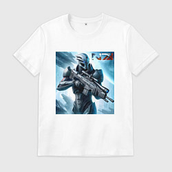 Футболка хлопковая мужская Mass Effect - N7 ai art, цвет: белый