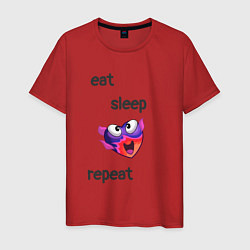 Футболка хлопковая мужская Eat sleep woohoo repeat, цвет: красный