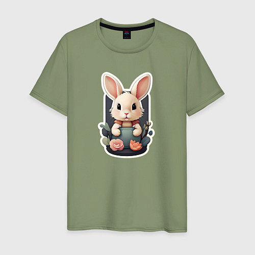 Мужская футболка Маленький пушистый кролик / Авокадо – фото 1