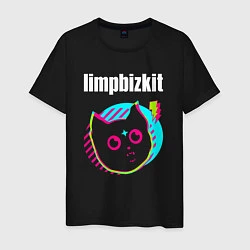 Футболка хлопковая мужская Limp Bizkit rock star cat, цвет: черный
