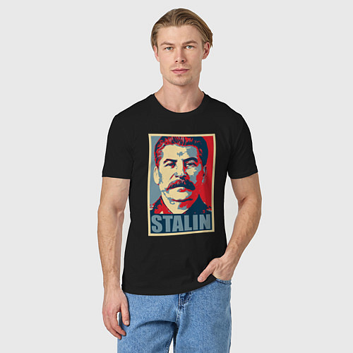 Мужская футболка Face Stalin / Черный – фото 3
