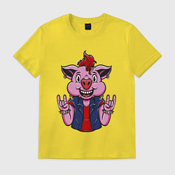 Футболка хлопковая мужская Панк свин, цвет: желтый