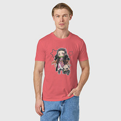 Футболка хлопковая мужская Милашка Нэдзуко Камадо, цвет: коралловый — фото 2