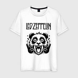 Футболка хлопковая мужская Led Zeppelin - rock panda, цвет: белый