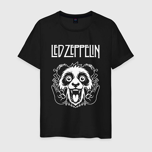 Мужская футболка Led Zeppelin rock panda / Черный – фото 1