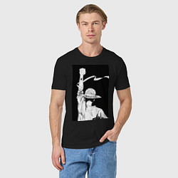 Футболка хлопковая мужская Ван Пис Луффи Монки Д, цвет: черный — фото 2