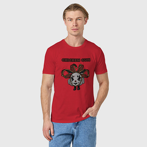 Мужская футболка Chicken gun clown / Красный – фото 3