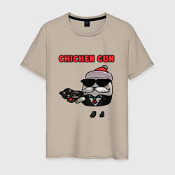 Футболка хлопковая мужская Chicken gun santa, цвет: миндальный