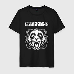 Футболка хлопковая мужская Scorpions rock panda, цвет: черный