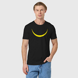 Футболка хлопковая мужская Желтый полумесяц улыбкой, цвет: черный — фото 2