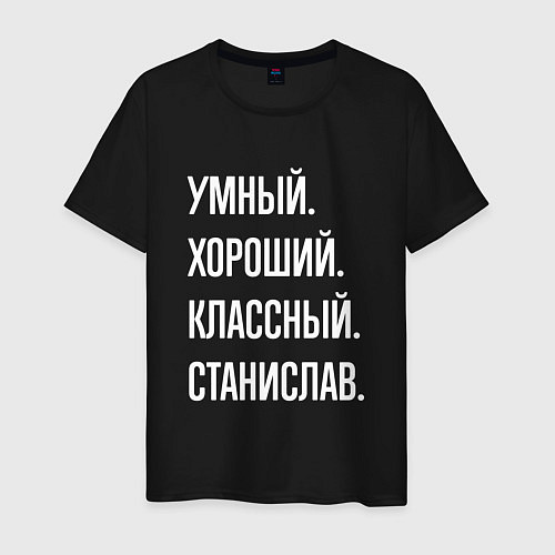 Мужская футболка Умный хороший классный Станислав / Черный – фото 1