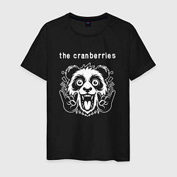 Футболка хлопковая мужская The Cranberries rock panda, цвет: черный